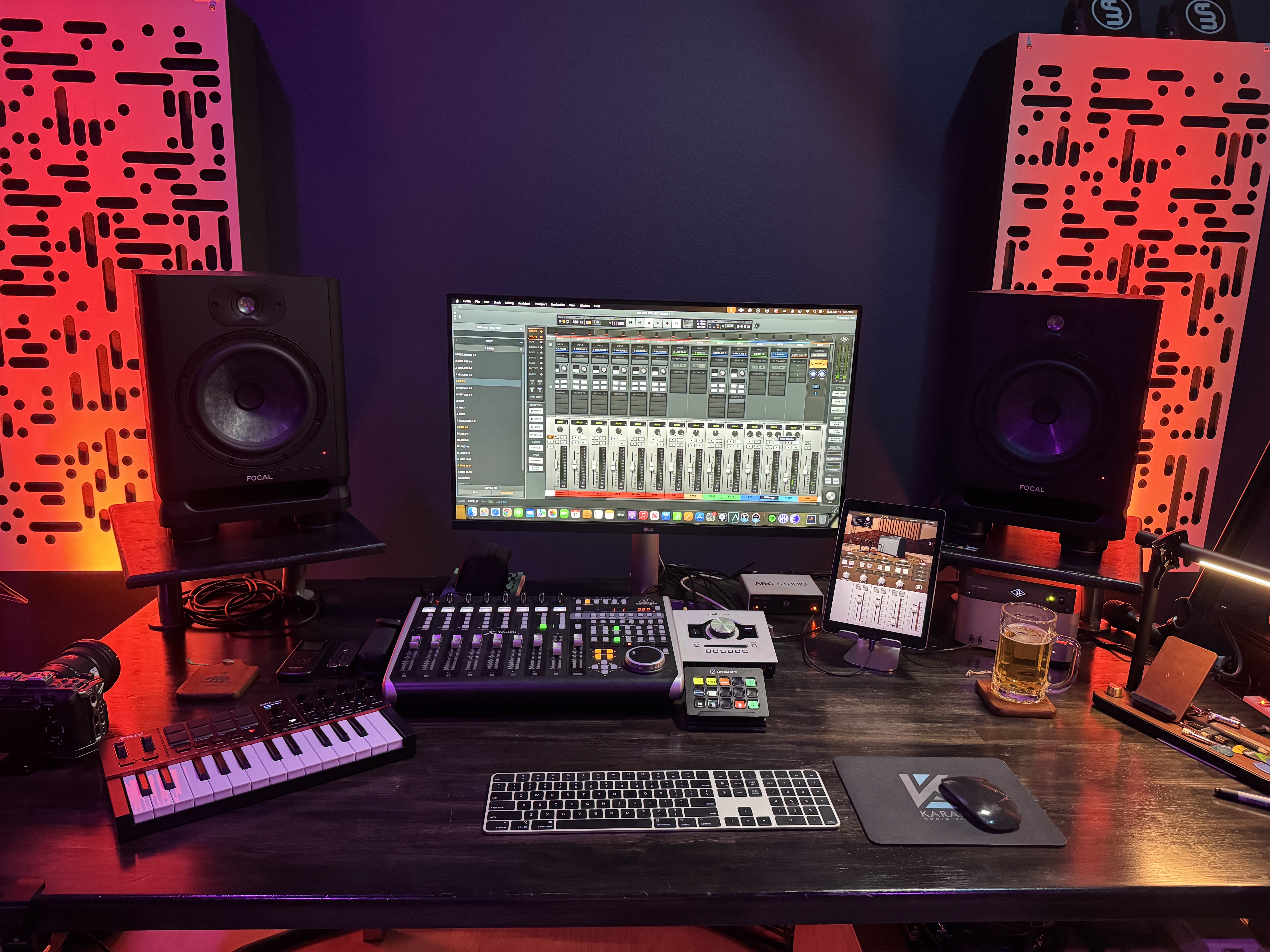 Studio control room and monitors