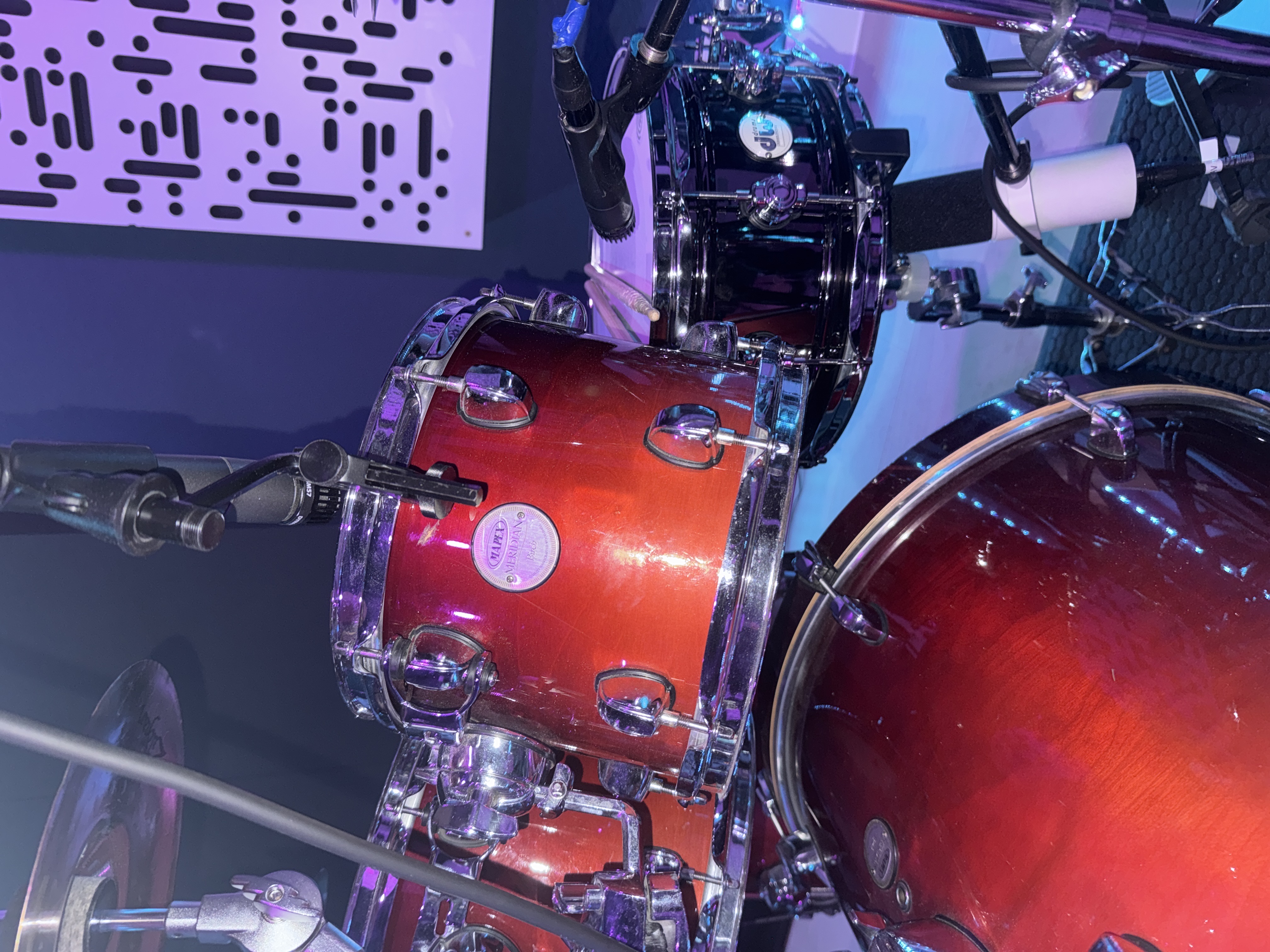 Drum kit in recording studio